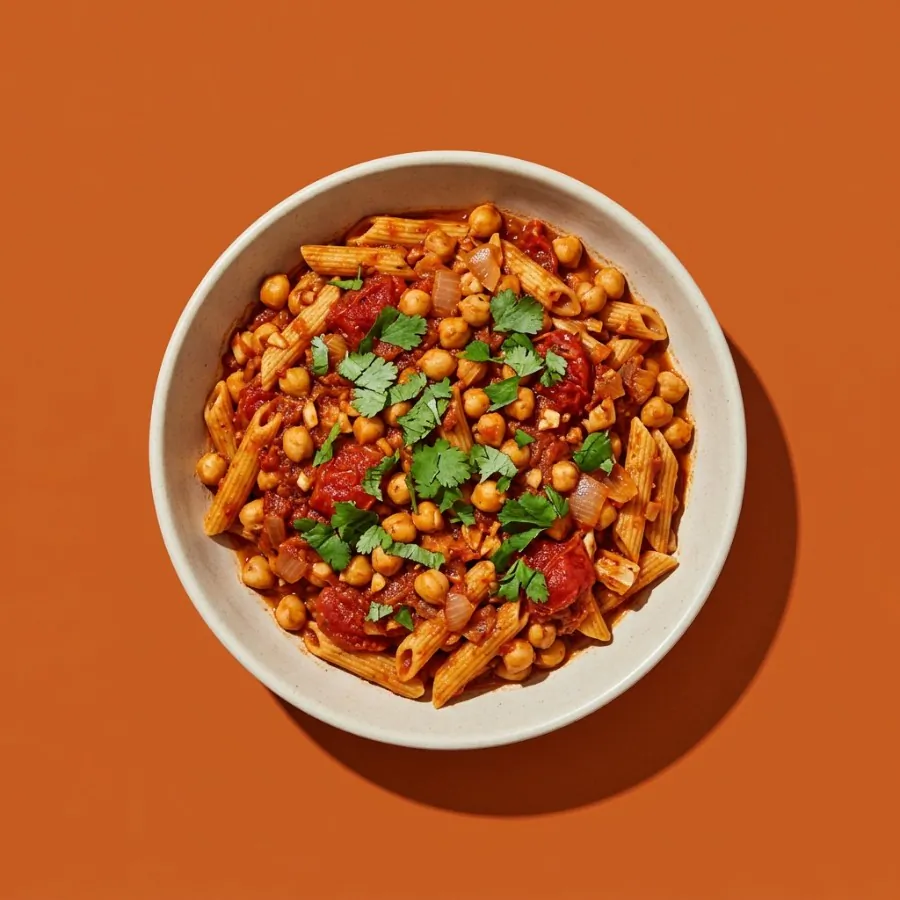 Harissa tomato pasta with chickpeas