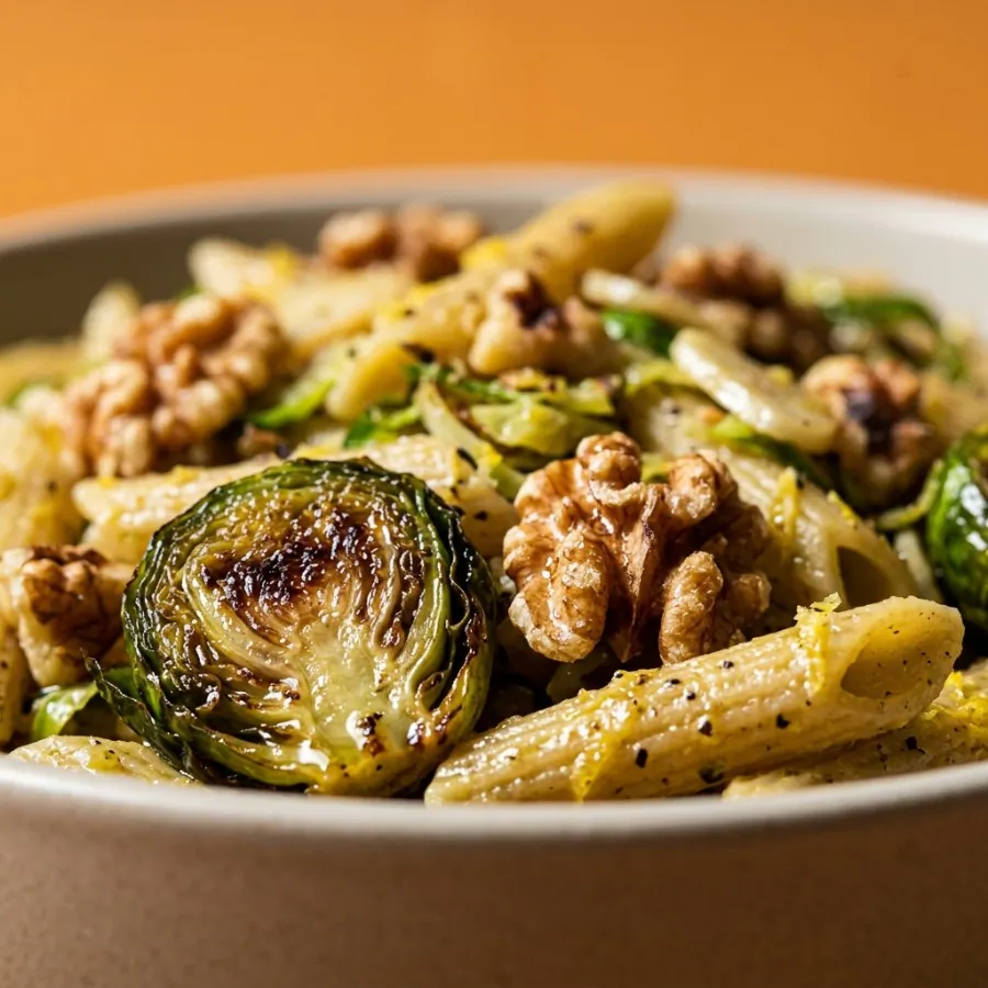 Pasta con cavolini di Bruxelles, noci e limone, foto 2
