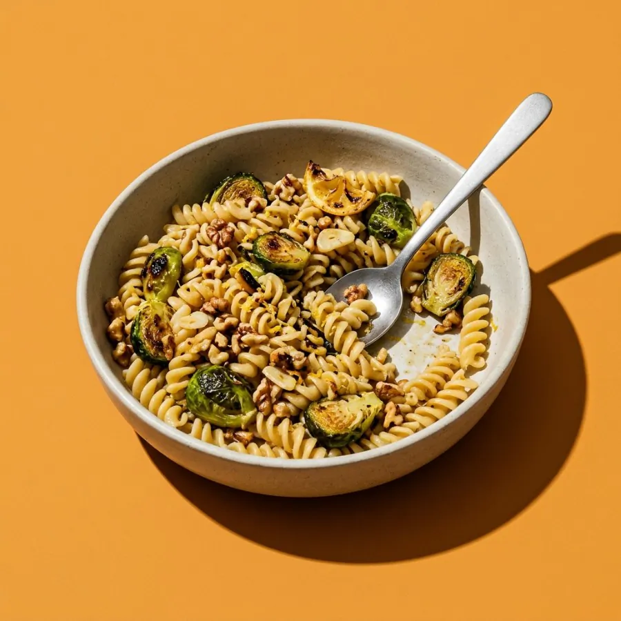 Pasta con cavolini di Bruxelles, noci e limone, foto 3