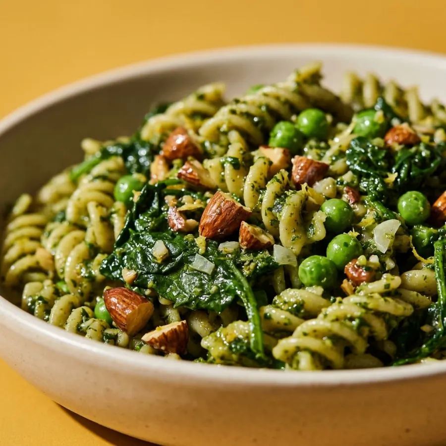 Macarrão com pesto de espinafre e amêndoas, foto 2