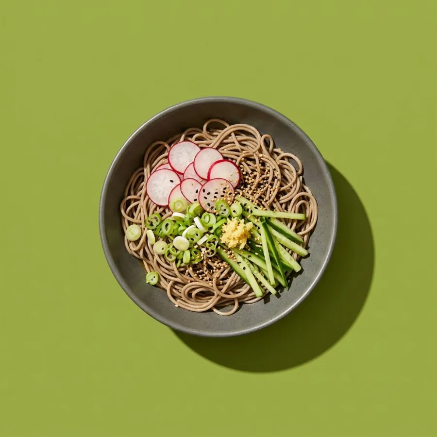 Cold soba with radish and spring onion