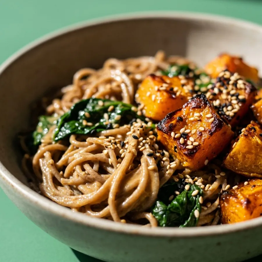 Roast squash soba with miso sesame dressing, photo 2