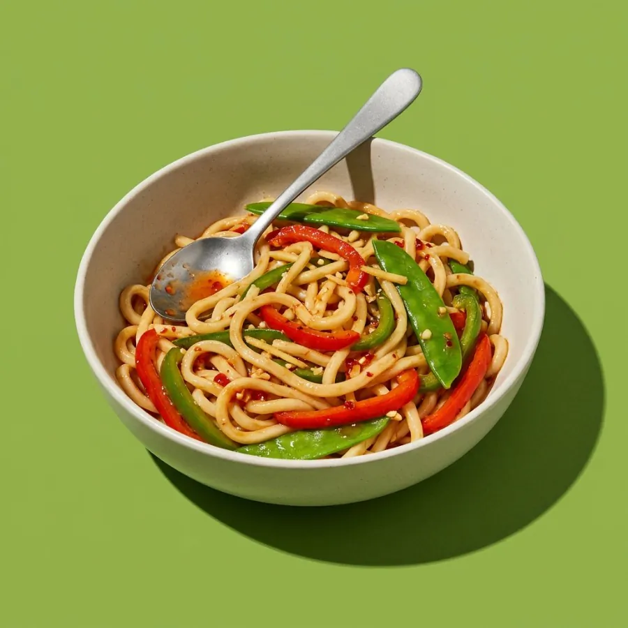 Udon con chile dulce, pimientos y tirabeques, foto 3