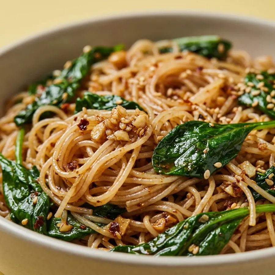 Chilli garlic rice noodles with spinach, photo 2