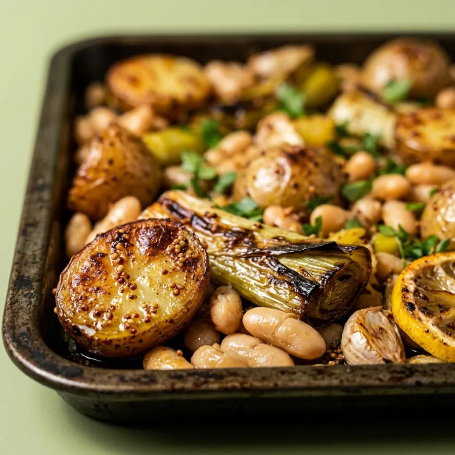 Poireaux, pommes de terre et haricots blancs rôtis à la moutarde, photo 2