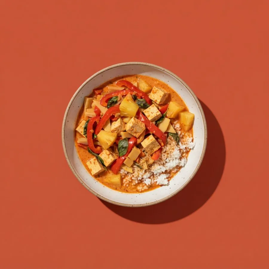 Curri rojo de piña y tofu