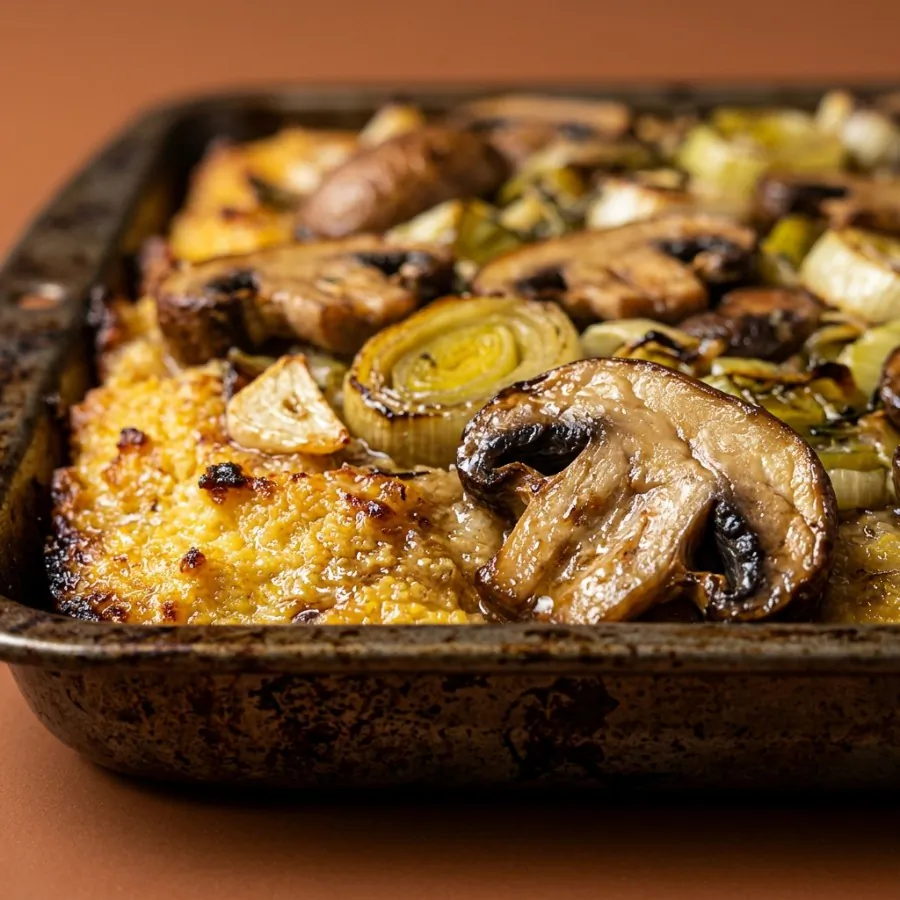 Polenta au four, champignons et poireaux, photo 2