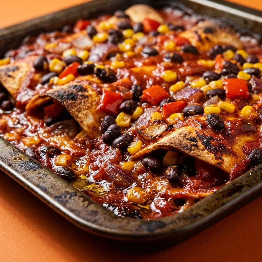 Enchilada-Auflauf mit schwarzen Bohnen, Foto 2
