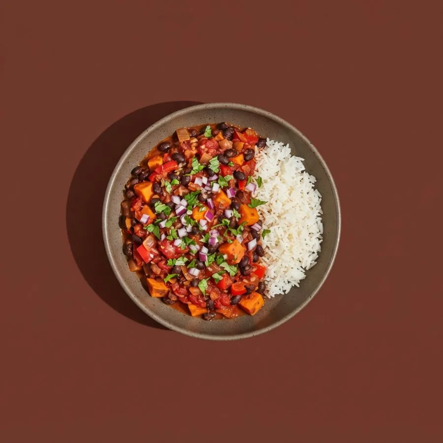 Chili di fagioli neri e patate dolci