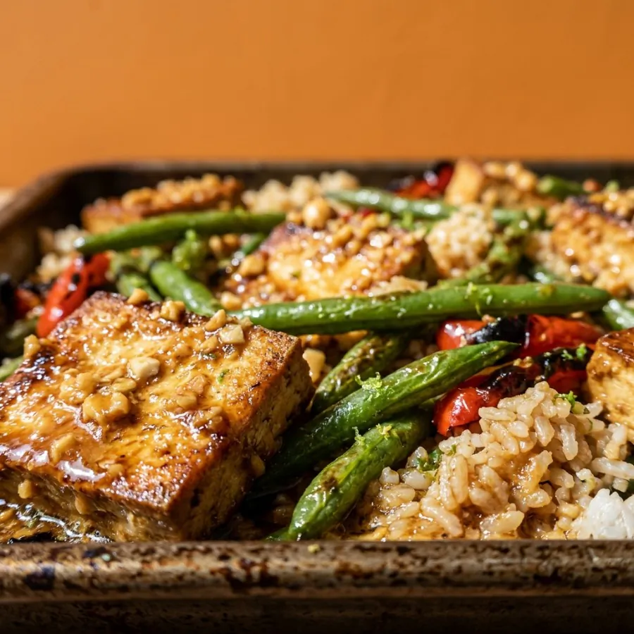 Tofu com amendoim e limão, vagem e arroz, foto 2