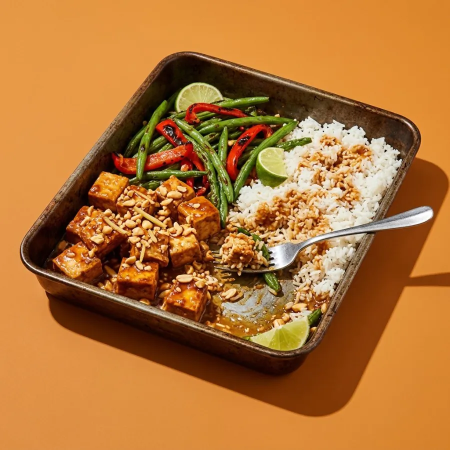 Tofu com amendoim e limão, vagem e arroz, foto 3