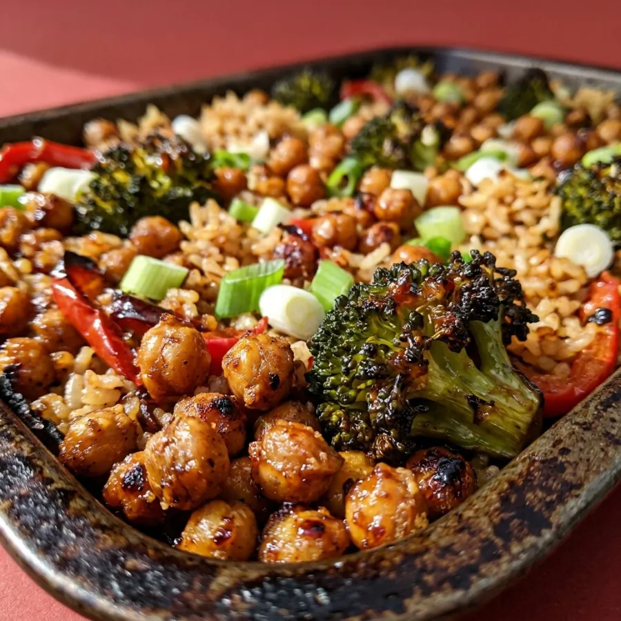 Pois chiches croustillants au piment et brocoli au four, photo 2
