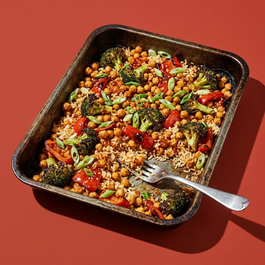 Pois chiches croustillants au piment et brocoli au four, photo 3