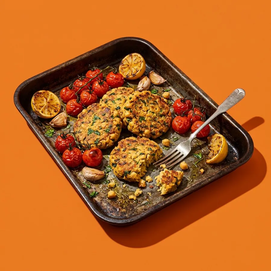 Galettes de pois chiches aux herbes, tomates rôties, photo 3