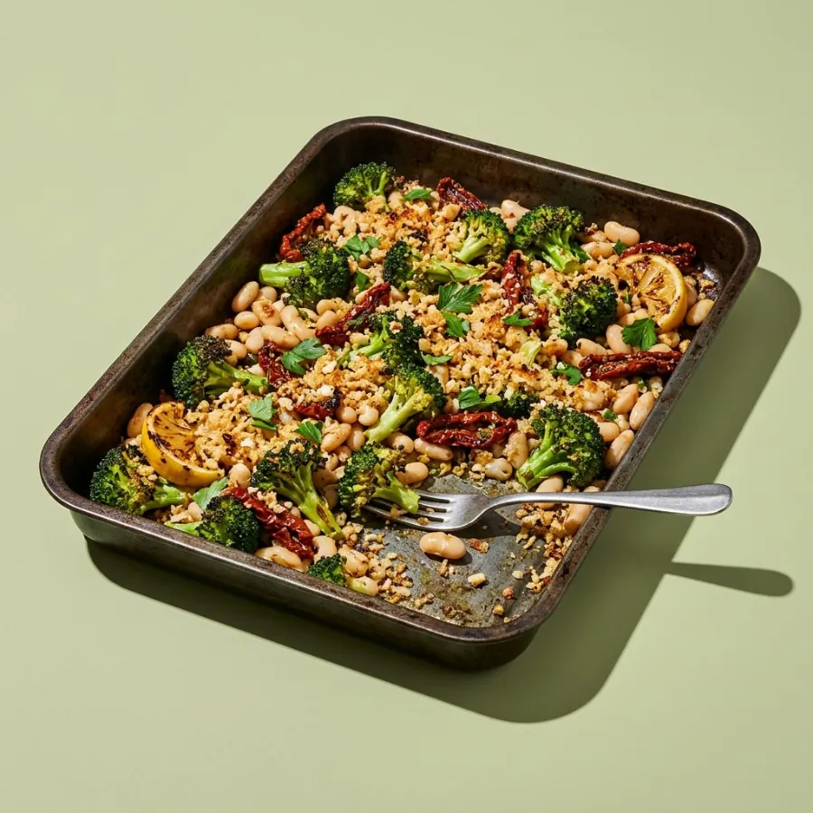 Garlic crumb broccoli and white bean traybake, photo 3