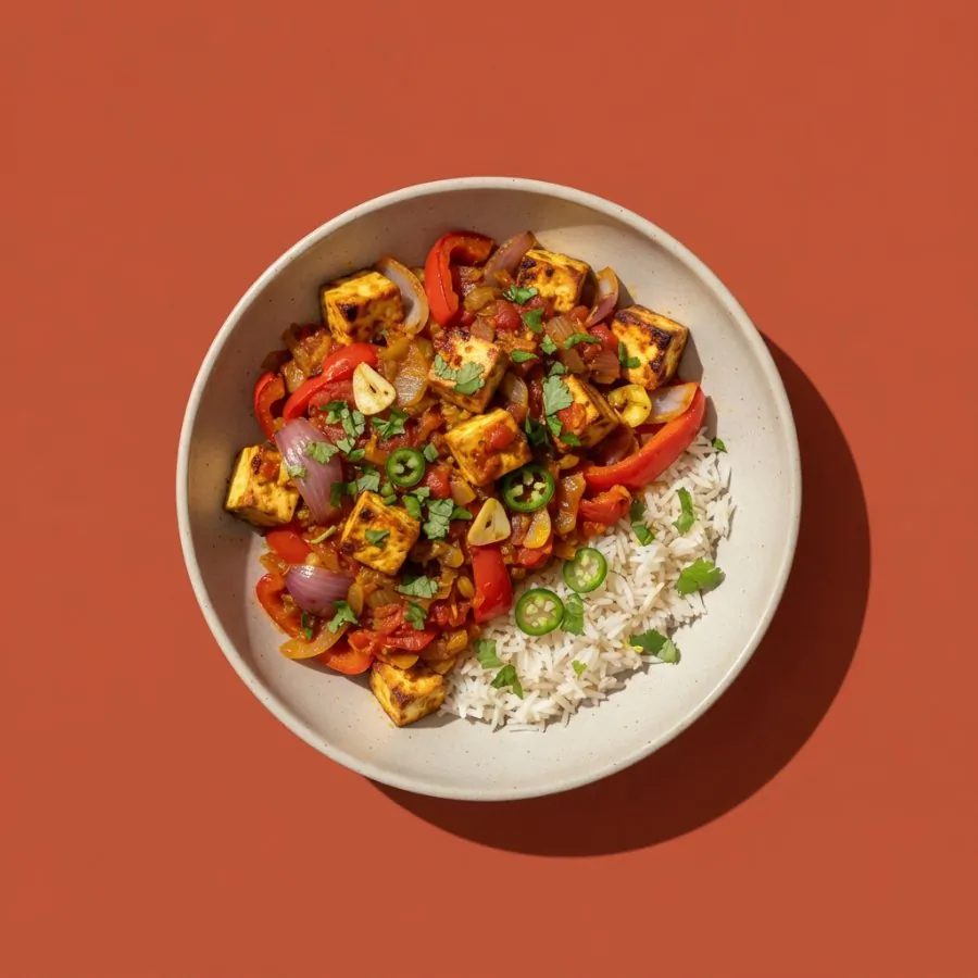 Paneer-style tofu jalfrezi