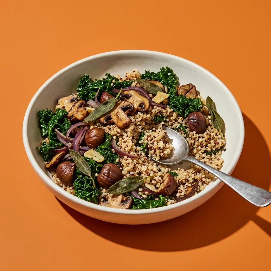 Mushroom, chestnut and quinoa bowl with sage, photo 3