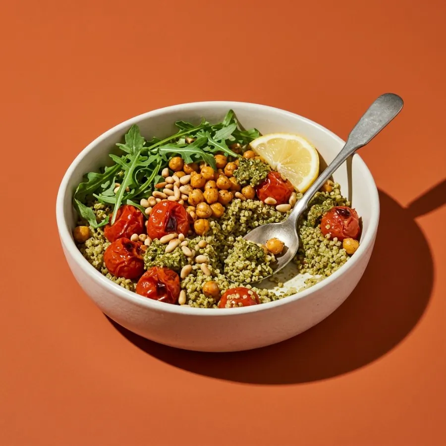 Pesto quinoa bowl with roast tomatoes and chickpeas, photo 3