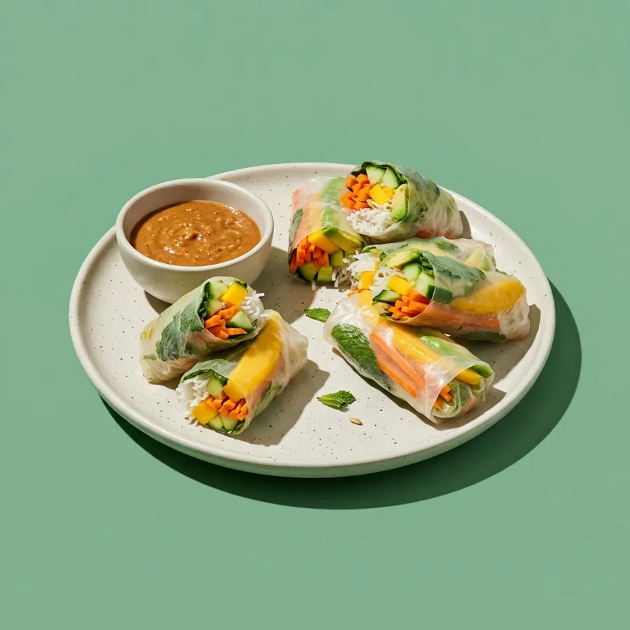 Rouleaux de galette de riz à la mangue et à l'avocat, sauce cacahuète, photo 3
