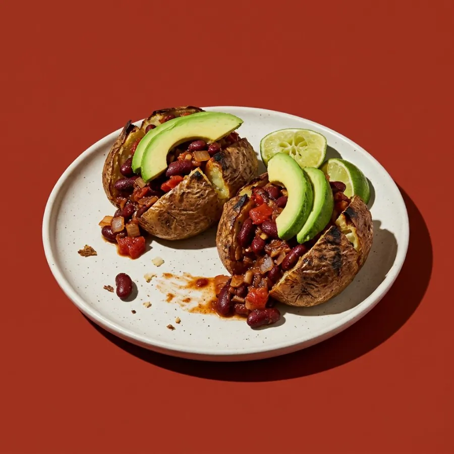 Batatas assadas com chili de feijão e abacate, foto 3