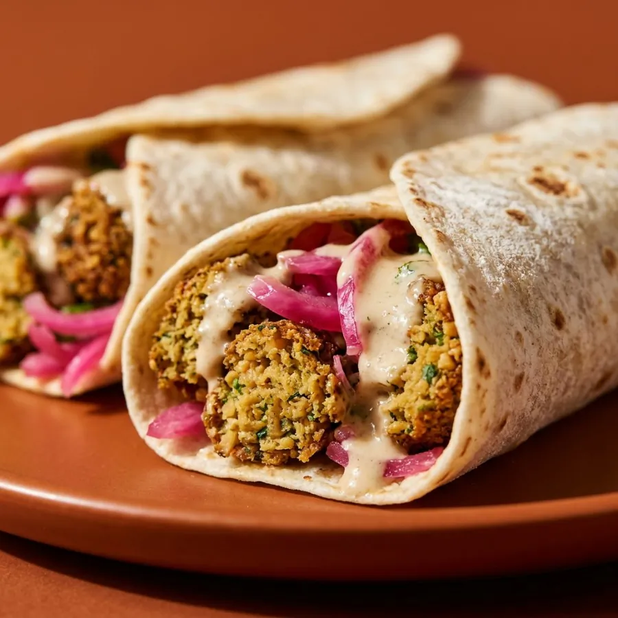 Wraps aux falafels, tahini et oignon mariné, photo 2