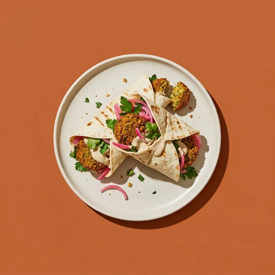 Wraps aux falafels, tahini et oignon mariné