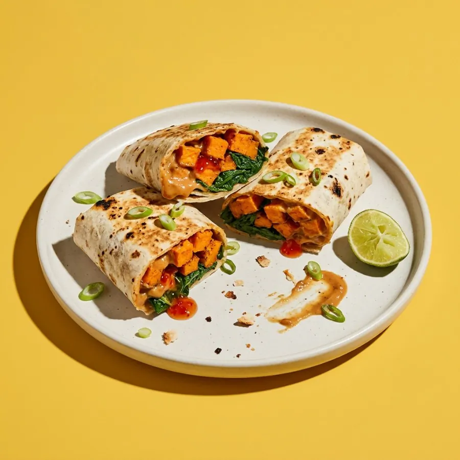 Wraps à la patate douce et aux épinards, sauce cacahuète, photo 3