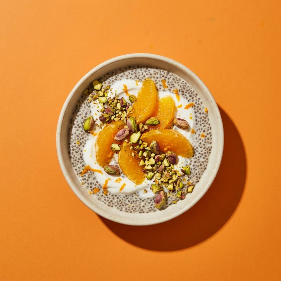 Orange and pistachio chia pots