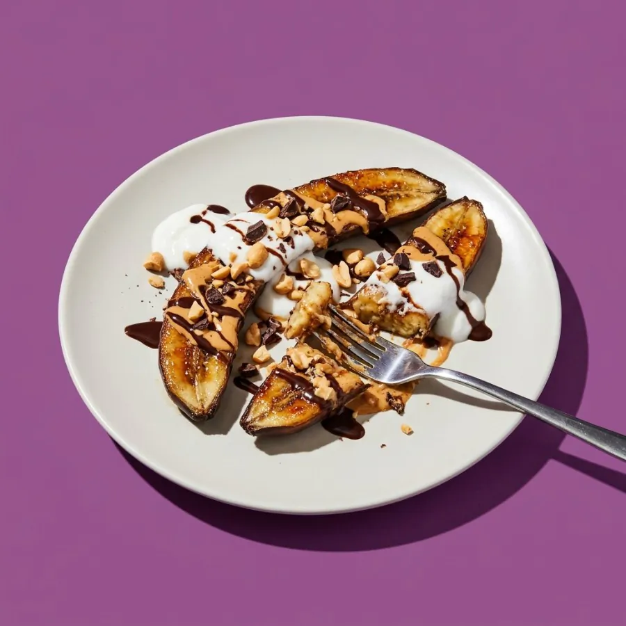 Bananes au four, beurre de cacahuète et chocolat noir, photo 3
