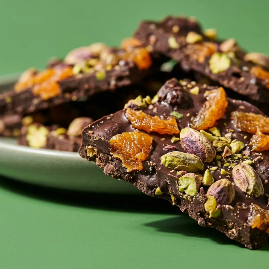 Casquinha de chocolate amargo com damasco e pistache, foto 2
