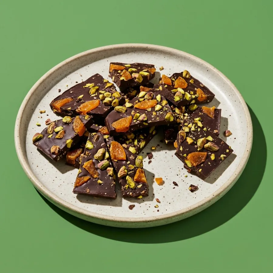Casquinha de chocolate amargo com damasco e pistache, foto 3