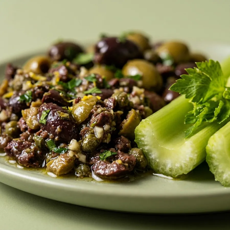 Tapenade de aceitunas con ramas de apio, foto 2