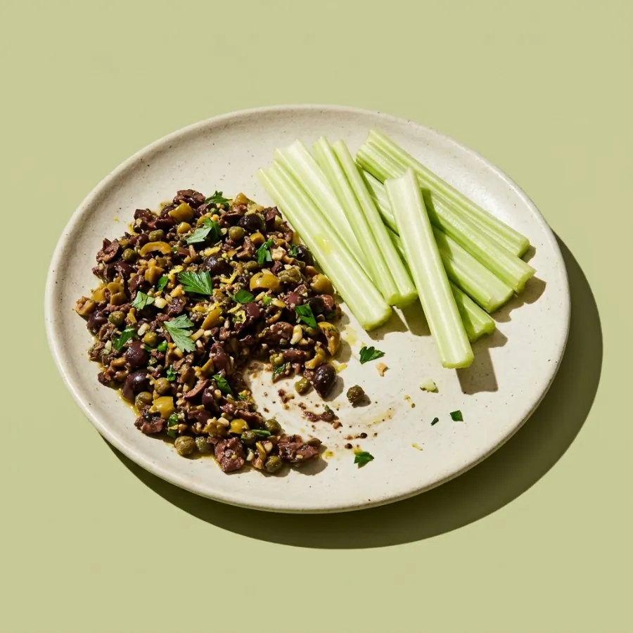 Tapenade de aceitunas con ramas de apio, foto 3