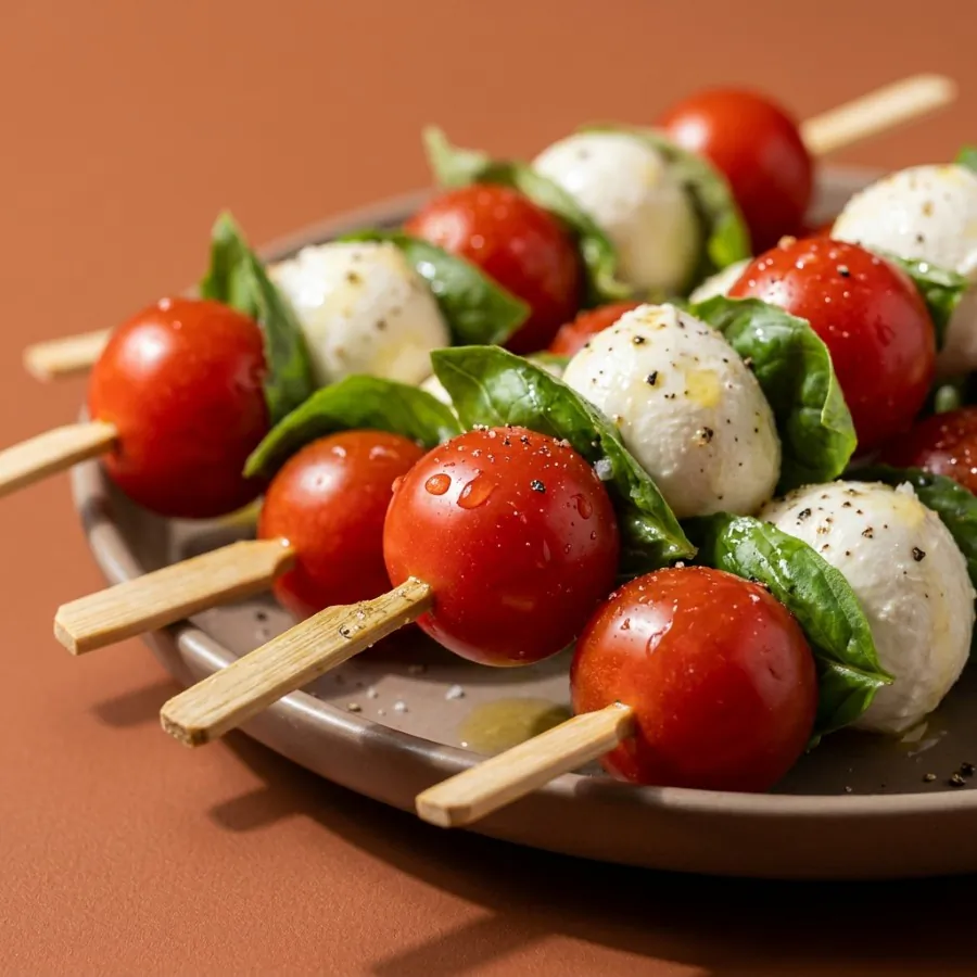 Tomato, basil and mozzarella skewers, photo 2