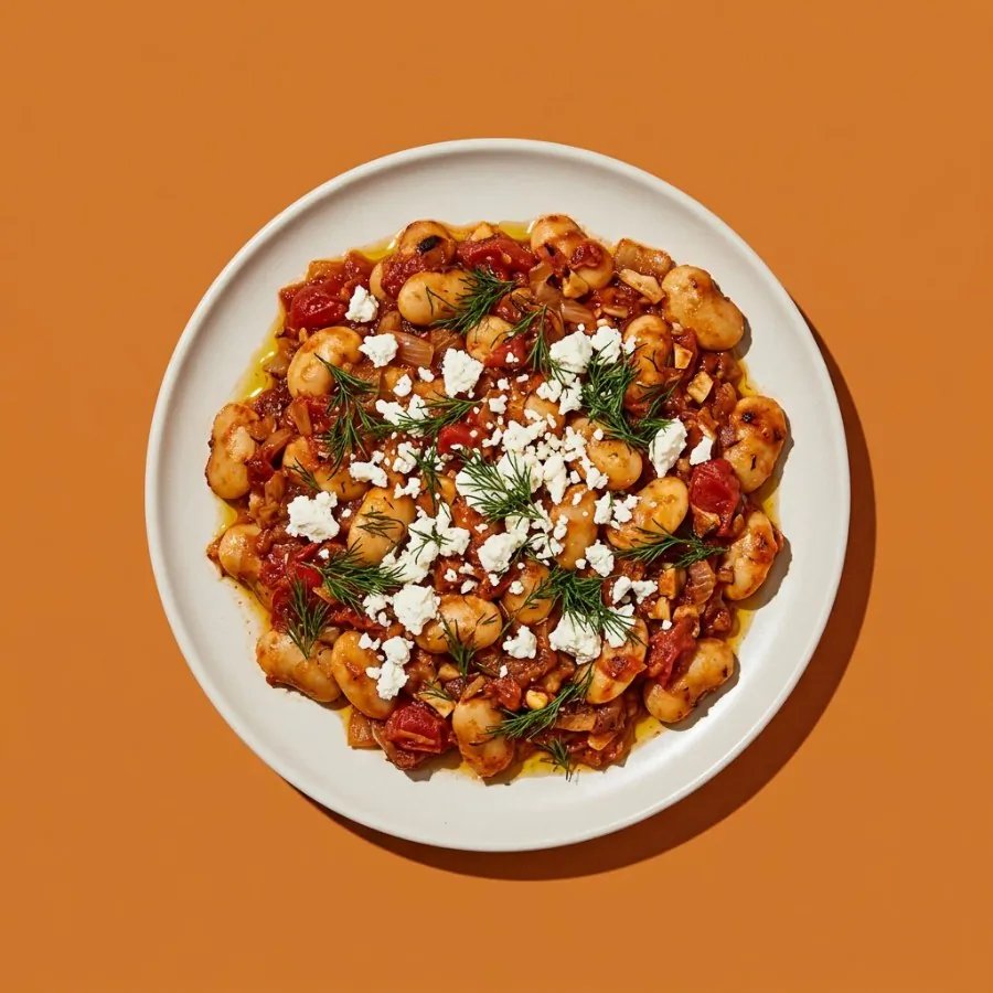 Fagioli bianchi di Spagna al forno con feta e aneto