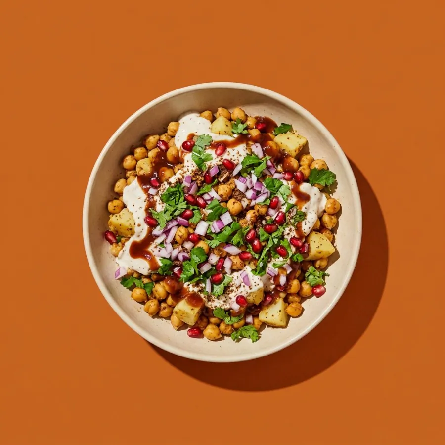 Tigela de chaat de grão-de-bico para compartilhar