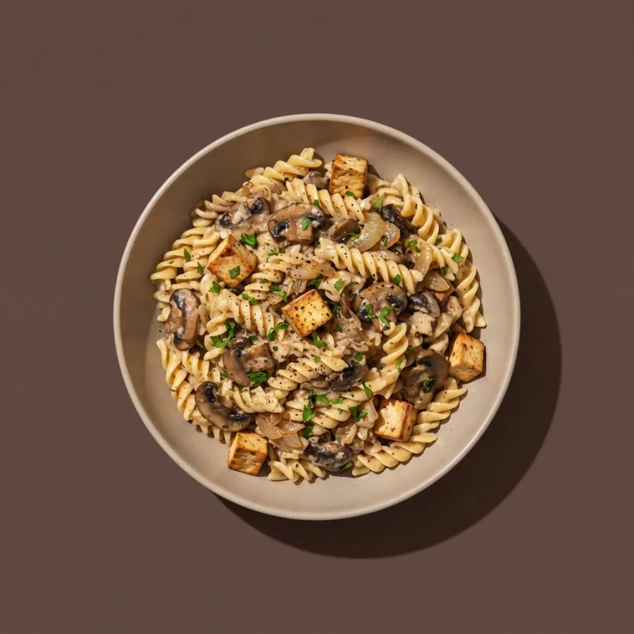 Tofu and mushroom stroganoff