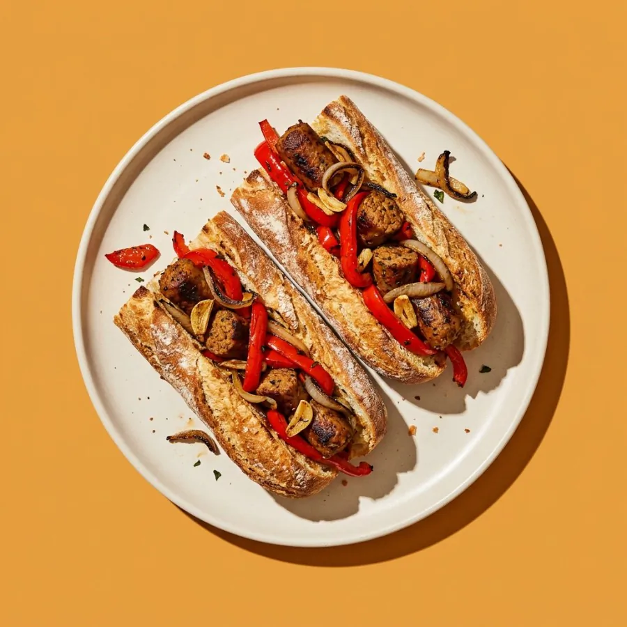 Sausage and pepper baguettes