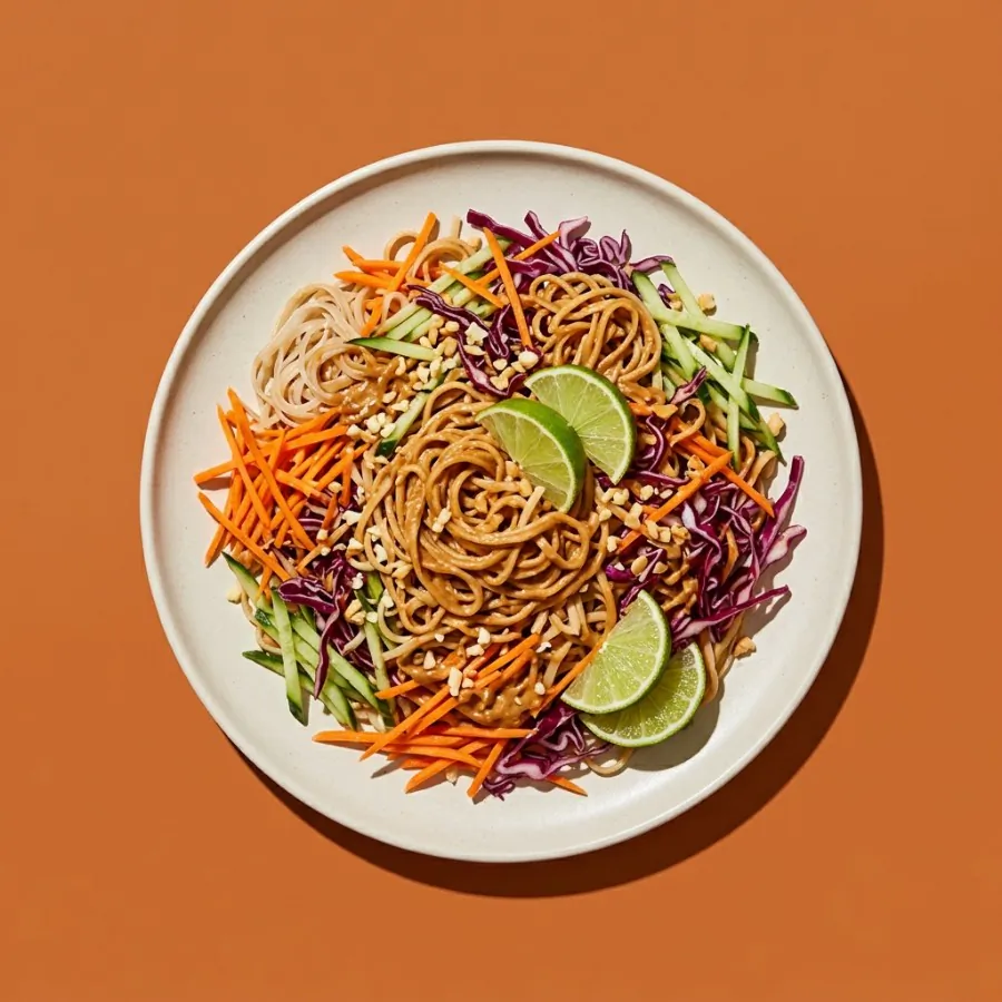 Insalata di noodles di riso al burro di arachidi da condividere