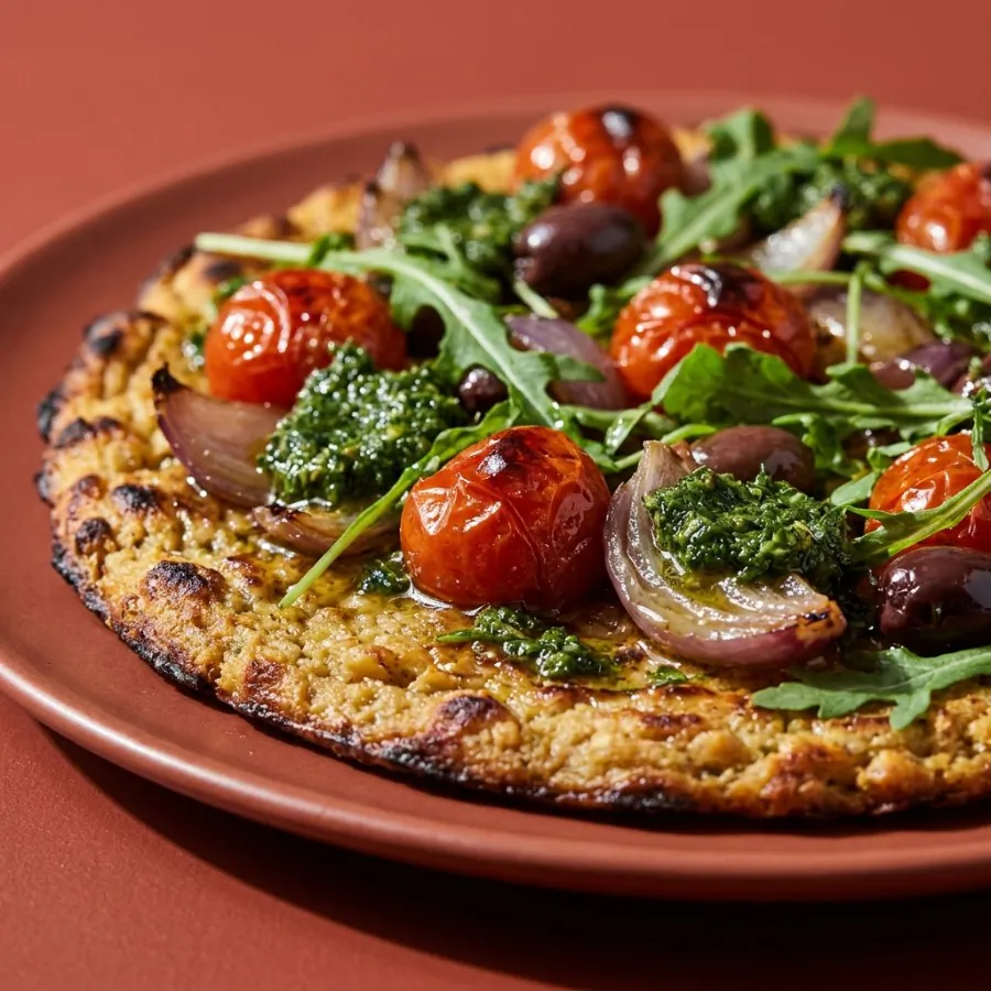 Socca with roast tomatoes and pesto, photo 2