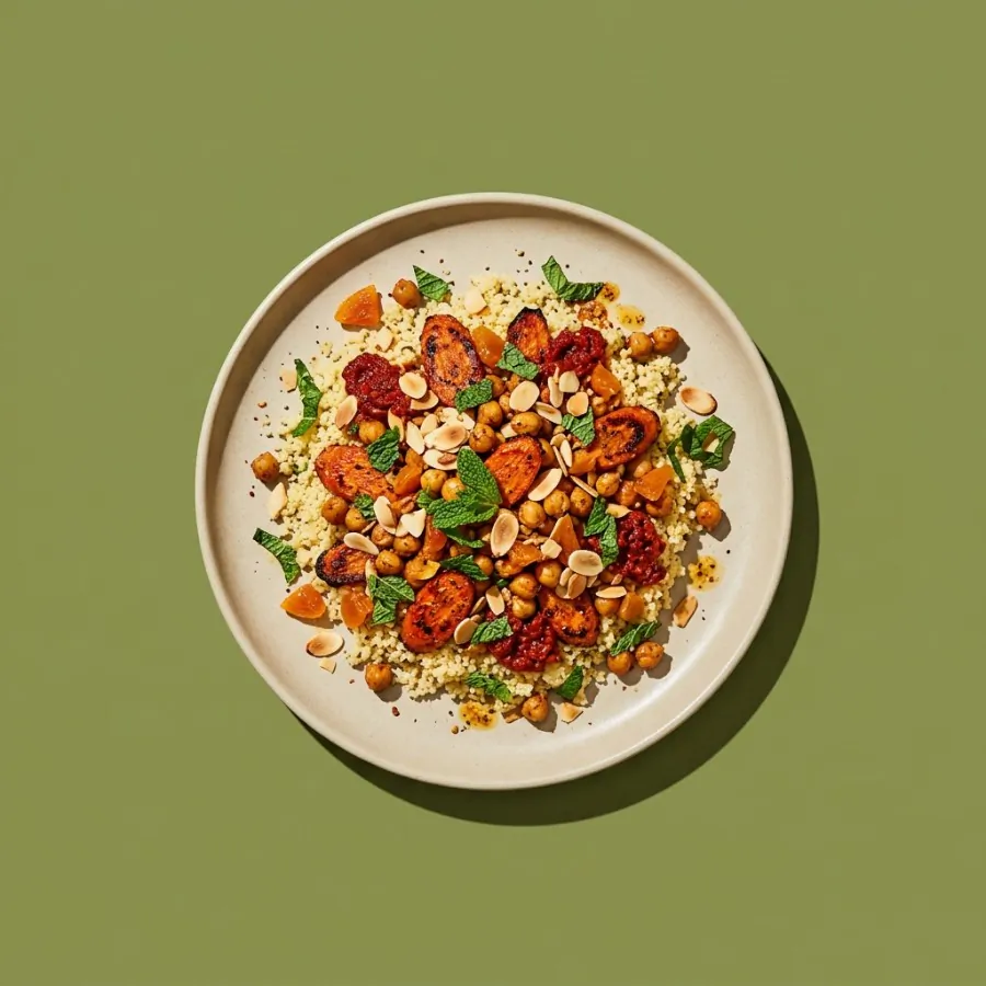 Mezze marroquí de zanahoria y garbanzos con cuscús