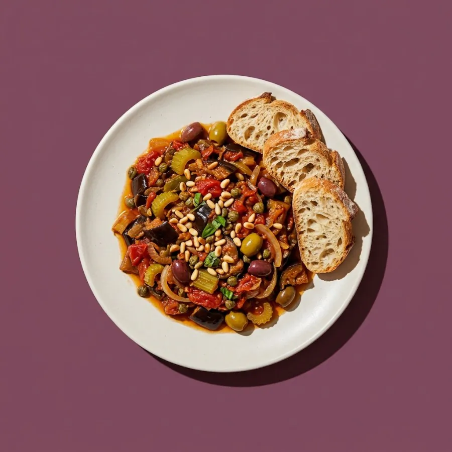 Caponata all'aceto balsamico con baguette