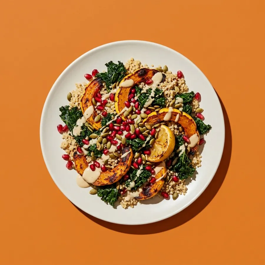 Roast squash and pomegranate quinoa platter