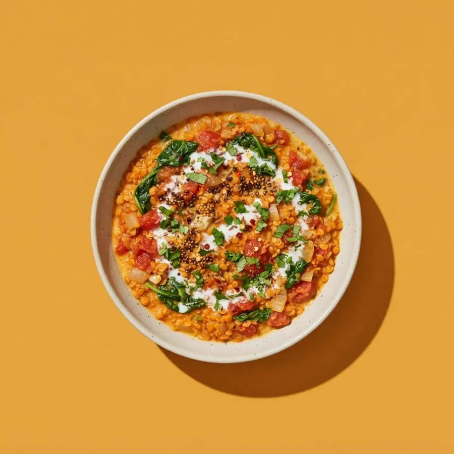 Ragoût de lentilles corail, tomate et coco