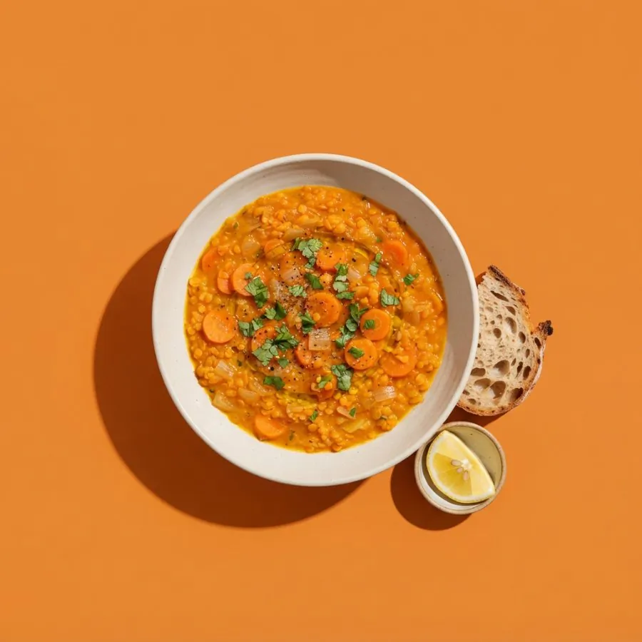 Carrot, lentil and cumin soup