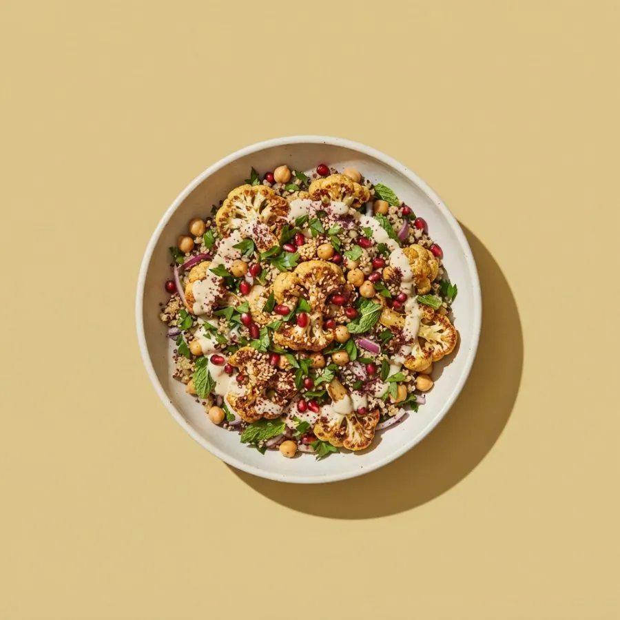 Ensalada de coliflor asada y tahini