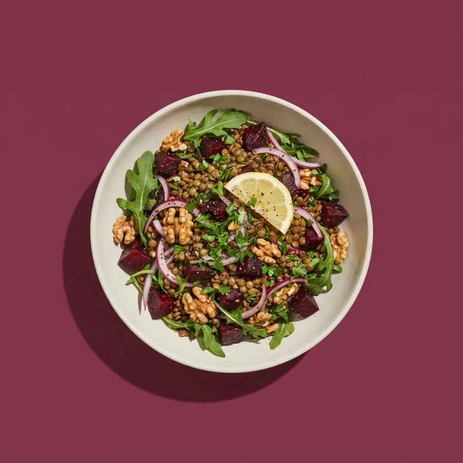 Ensalada templada de lentejas y remolacha